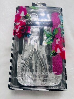 Betsey Johnson 7 Piece Professional Manicure & Pedicure Tool Set with Travel Bag